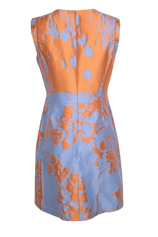 Lafayette 148 - Orange & Blue Sleeveless Cocktail Dress Sz 10