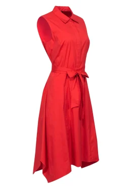 Lafayette 148 - Orange Sleeveless Midi Shirt Dress Sz 8