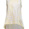 Lafayette 148 - Pale Yellow & White Gingham Cotton High-Low Tank Sz 4
