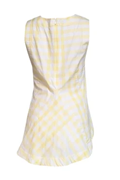 Lafayette 148 - Pale Yellow & White Gingham Cotton High-Low Tank Sz 4