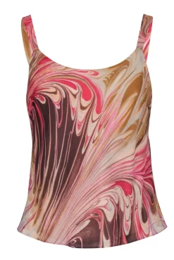 Lafayette 148 - Pink & Brown Marble Print Silk Tank Sz 4