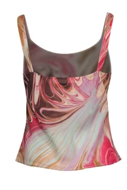 Lafayette 148 - Pink & Brown Marble Print Silk Tank Sz 4