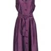 Lafayette 148 - Purple Sleeveless Button Front Waist Sash Dress Sz 14