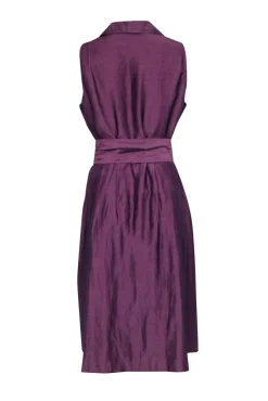 Lafayette 148 - Purple Sleeveless Button Front Waist Sash Dress Sz 14