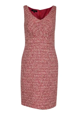 Lafayette 148 - Red & Pink Boucle Sleeveless Sheath Dress Sz 6
