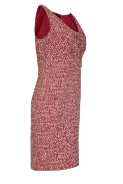 Lafayette 148 - Red & Pink Boucle Sleeveless Sheath Dress Sz 6