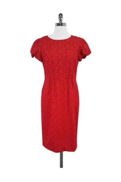 Lafayette 148 - Red Eyelet Cotton Dress Sz 6