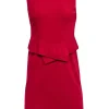 Lafayette 148 - Red Sleeveless Peplum Midi Sheath Dress Sz P