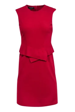 Lafayette 148 - Red Sleeveless Peplum Midi Sheath Dress Sz P
