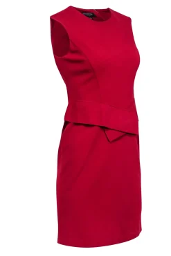 Lafayette 148 - Red Sleeveless Peplum Midi Sheath Dress Sz P