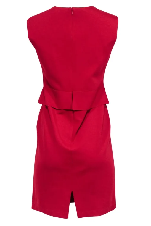 Lafayette 148 - Red Sleeveless Peplum Midi Sheath Dress Sz P