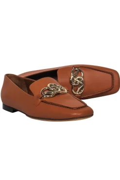 Lafayette 148 - Tan Leather Loafer w/ Gold Toe Detail Sz 5