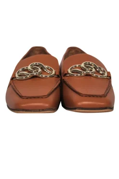 Lafayette 148 - Tan Leather Loafer w/ Gold Toe Detail Sz 5