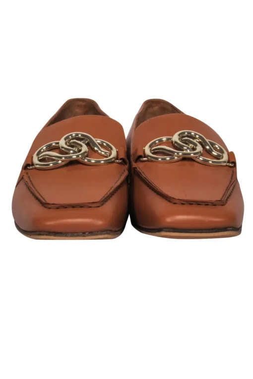 Lafayette 148 - Tan Leather Loafer w/ Gold Toe Detail Sz 5