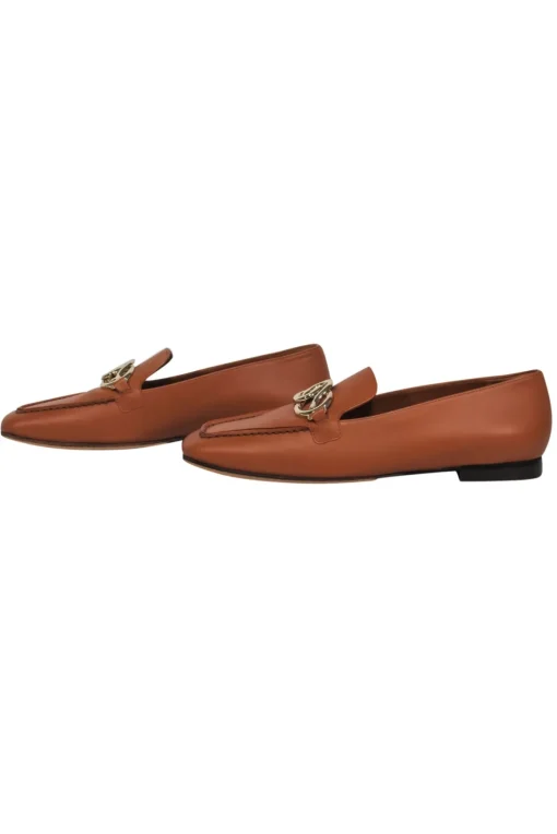 Lafayette 148 - Tan Leather Loafer w/ Gold Toe Detail Sz 5