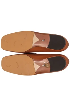 Lafayette 148 - Tan Leather Loafer w/ Gold Toe Detail Sz 5