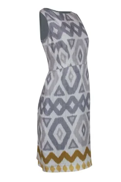 Lafayette 148 - Taupe Printed Sleeveless Sheath Dress Sz 12