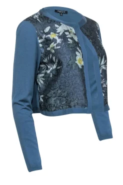 Lafayette 148 - Teal Floral Brocade Cardigan Sz M