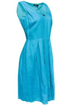 Lafayette 148 - Teal Linen Fit & Flare Dress Sz 8