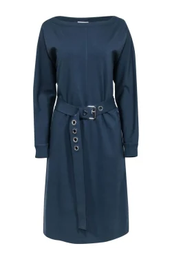 Lafayette 148 - Teal Sweatshirt Dress w/ Removable Belt Sz L