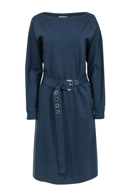Lafayette 148 - Teal Sweatshirt Dress w/ Removable Belt Sz L