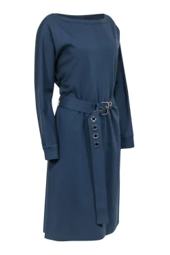Lafayette 148 - Teal Sweatshirt Dress w/ Removable Belt Sz L