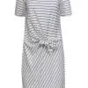 Lafayette 148 - White & Black Striped Tied T-Shirt Dress Sz M