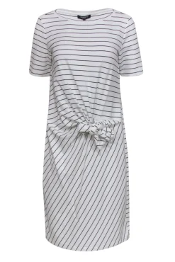 Lafayette 148 - White & Black Striped Tied T-Shirt Dress Sz M