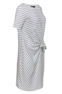 Lafayette 148 - White & Black Striped Tied T-Shirt Dress Sz M