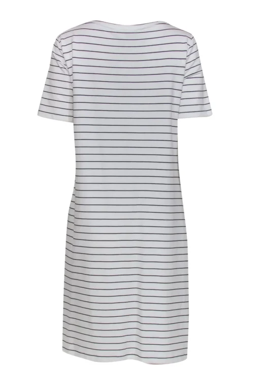 Lafayette 148 - White & Black Striped Tied T-Shirt Dress Sz M