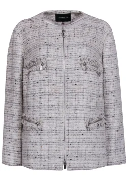 Lafayette 148 - White, Grey, & Beige Tweed Zip Up Jacket Sz 16W