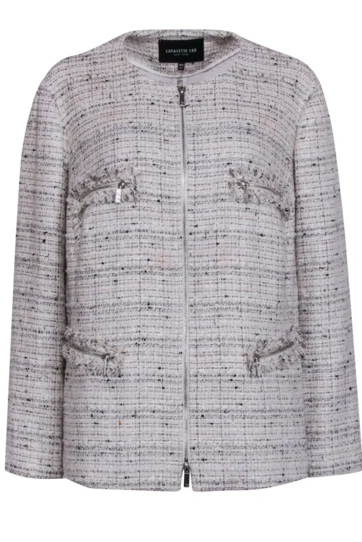 Lafayette 148 - White, Grey, & Beige Tweed Zip Up Jacket Sz 16W