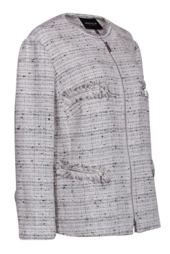 Lafayette 148 - White, Grey, & Beige Tweed Zip Up Jacket Sz 16W