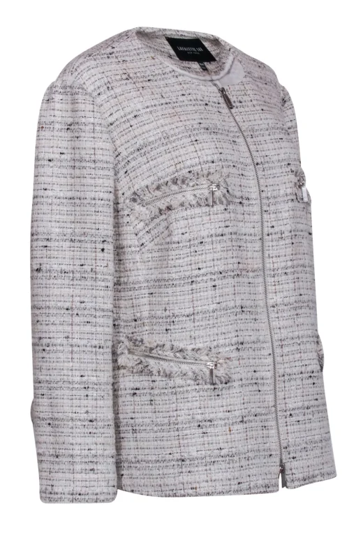Lafayette 148 - White, Grey, & Beige Tweed Zip Up Jacket Sz 16W