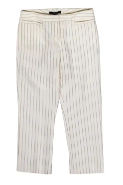 Lafayette 148 - White Pinstriped Cropped Cotton Blend Trousers Sz 4