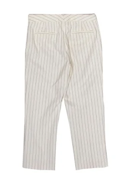Lafayette 148 - White Pinstriped Cropped Cotton Blend Trousers Sz 4