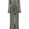 L'Agence - Beige & Black Snake Print Long Sleeve Jumpsuit Sz 2