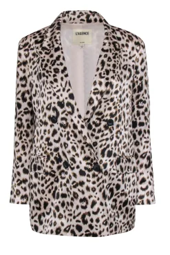 L'Agence - Cheetah Print Silk Double Breasted Blazer Sz 4