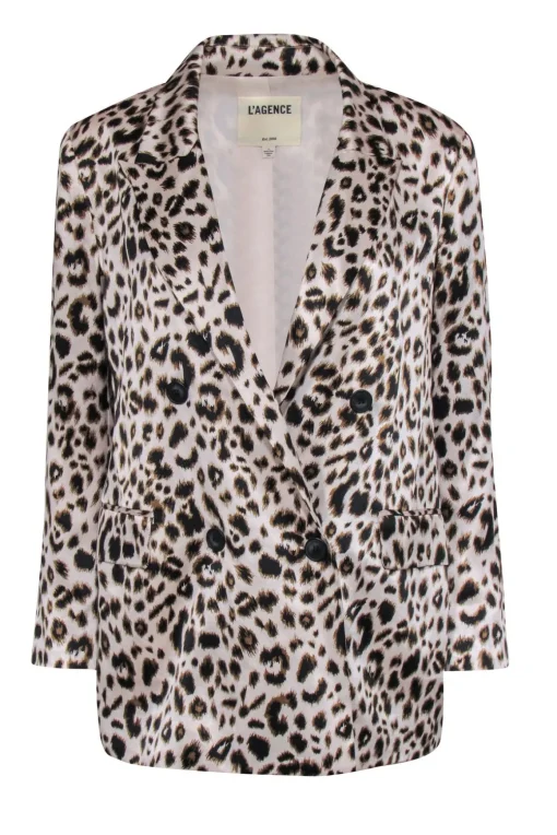 L'Agence - Cheetah Print Silk Double Breasted Blazer Sz 4