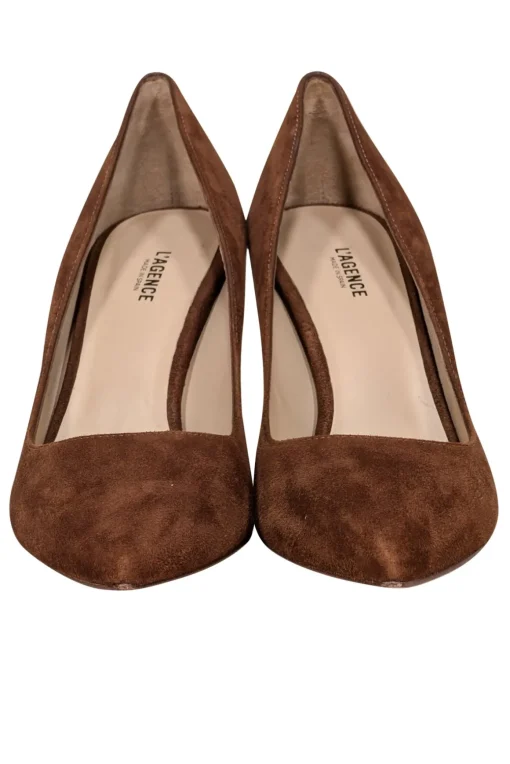L'Agence - Chestnut Tan Suede Pointed Toe Heels Sz 8.5