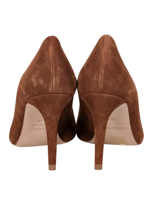 L'Agence - Chestnut Tan Suede Pointed Toe Heels Sz 8.5