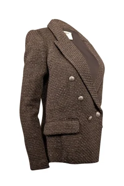 L'Agence - Dark Olive Green & Metallic Textured Blazer Sz 6