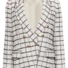 L'Agence - Ivory & Black Plaid Tweed Double Breasted Button Blazer Sz 10
