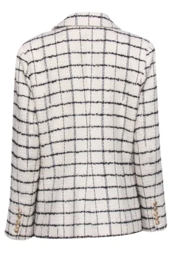 L'Agence - Ivory & Black Plaid Tweed Double Breasted Button Blazer Sz 10