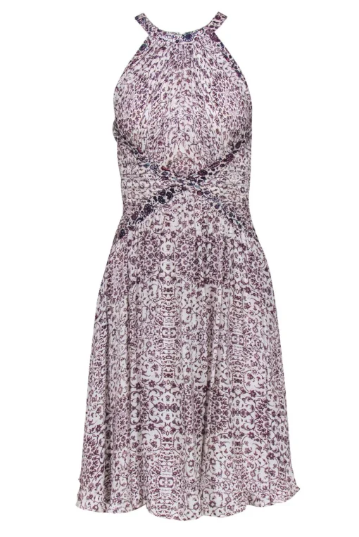 L'Agence - Ivory Halter Neck Printed Dress Sz 0