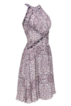 L'Agence - Ivory Halter Neck Printed Dress Sz 0