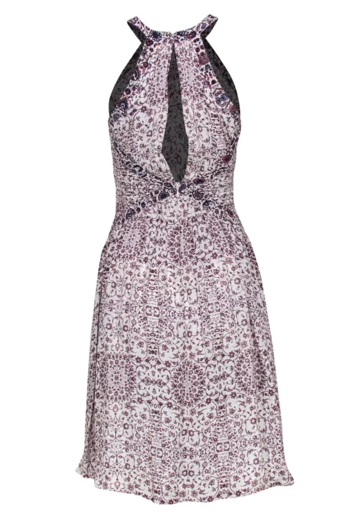 L'Agence - Ivory Halter Neck Printed Dress Sz 0
