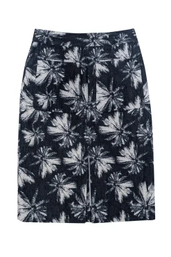 L'Agence - Midnight Navy & Cream Palm Tree Print Pencil Skirt Sz 2
