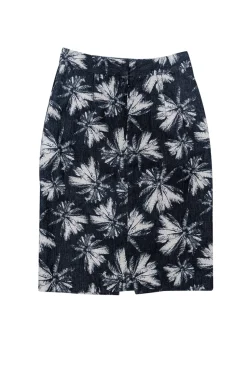 L'Agence - Midnight Navy & Cream Palm Tree Print Pencil Skirt Sz 2