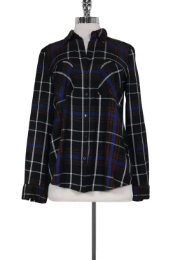 L'Agence - Multi Plaid Denise Shirt Sz XS